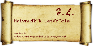 Hrivnyák Letícia névjegykártya